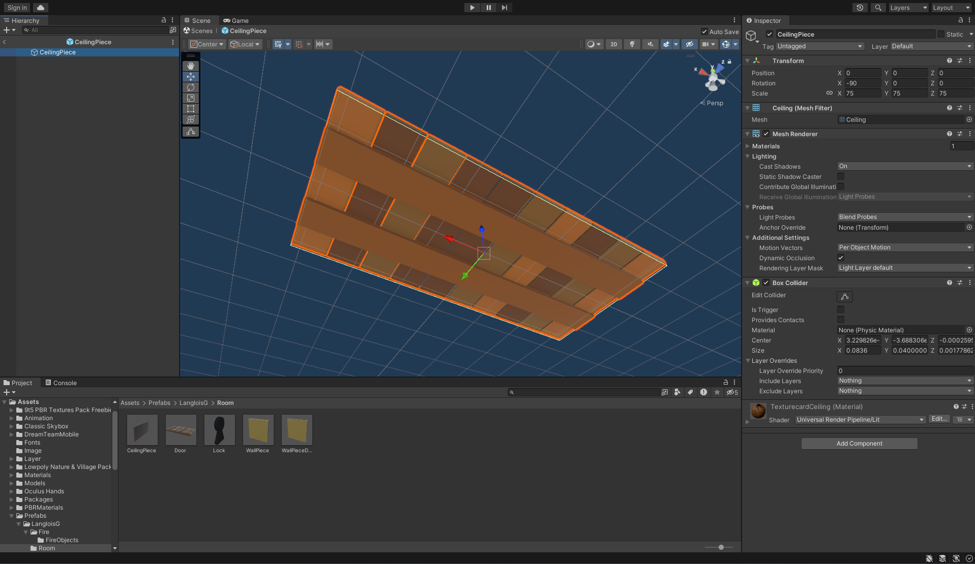 Image du plafond/plancher modélisé dans Blender